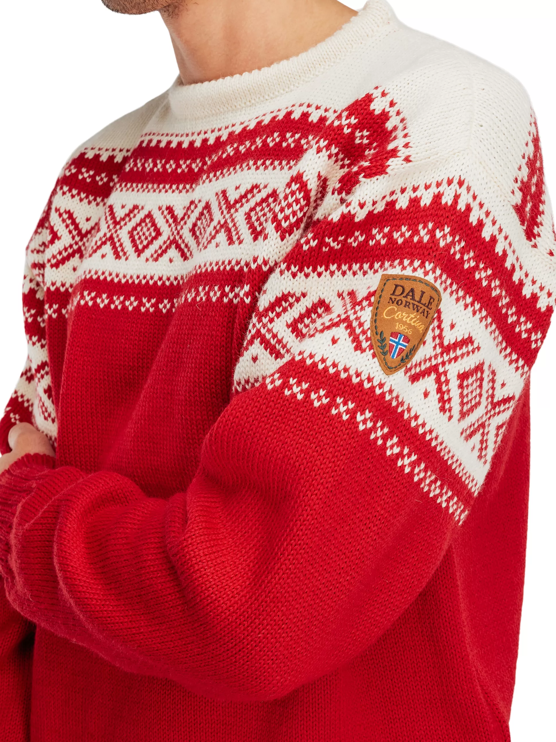 cortina__unisex_sweater__norwegian_wool_6-1.webp Dale of Norway Cortina 1956 Unisex Sweater - Norwegian Wool Raspberry Off-White Hot