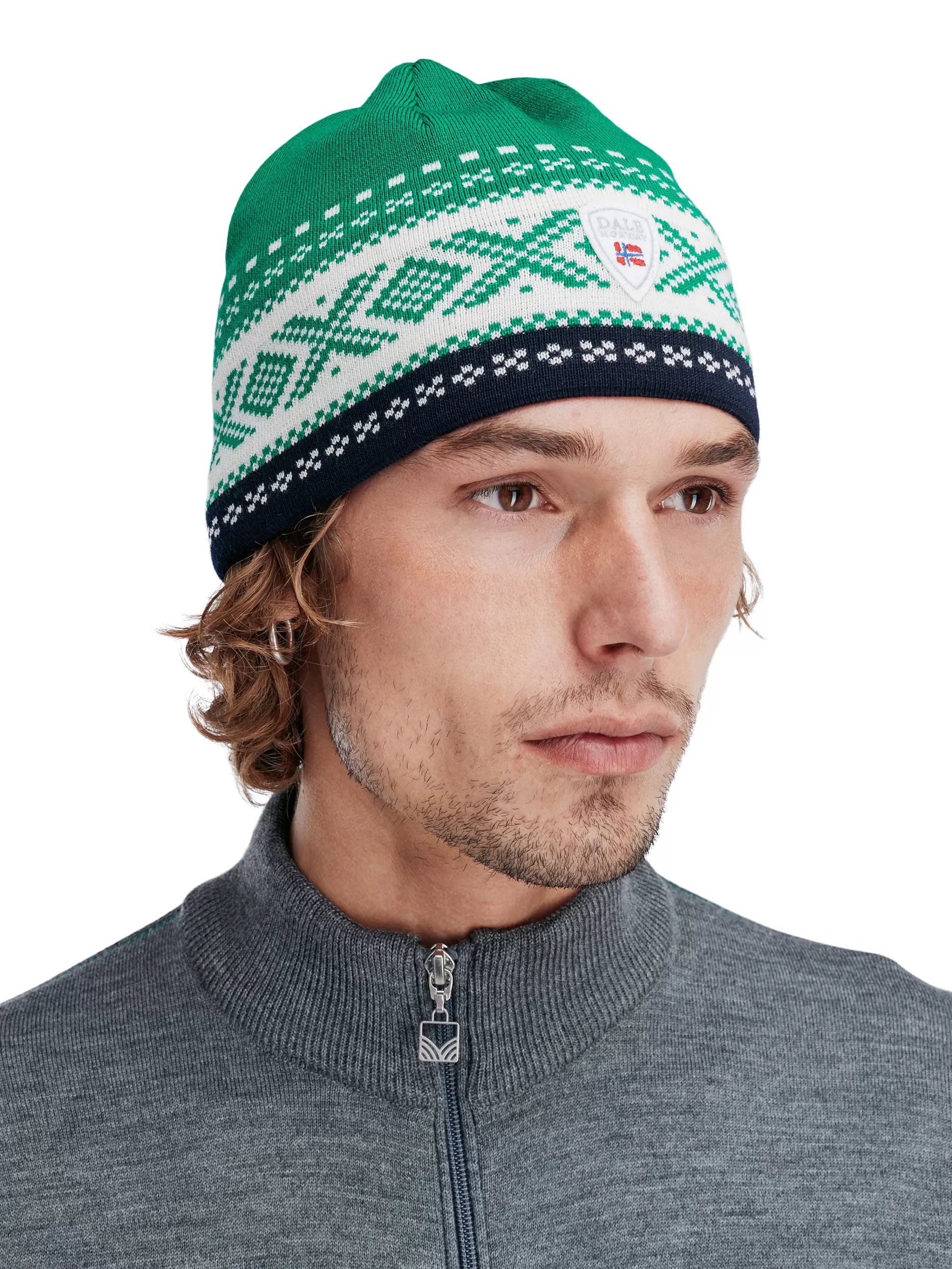 Dale of Norway Dystingen Unisex Merino Wool Hat Brightgreen Offwhite Navy Store
