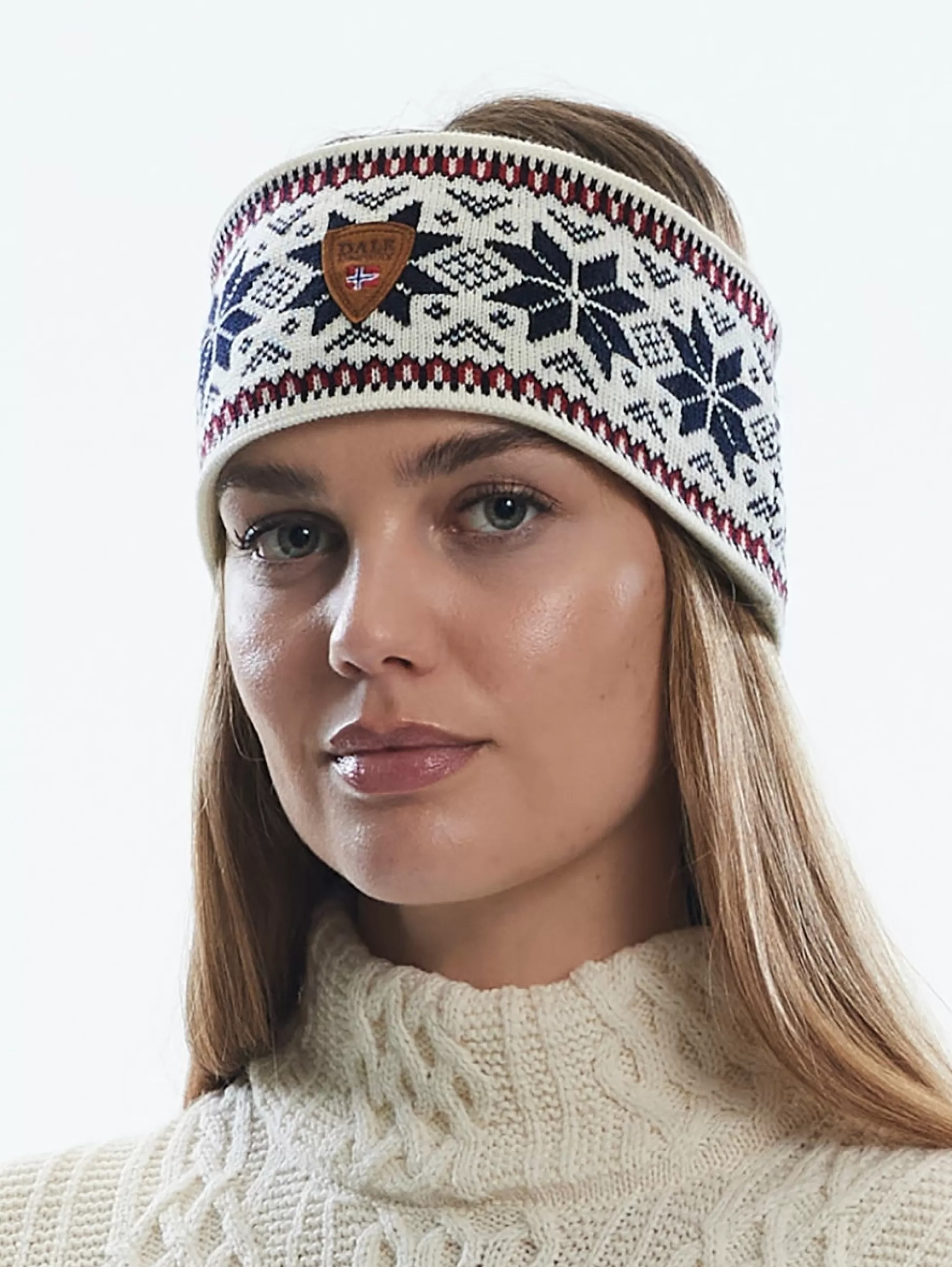 Dale of Norway Garmisch Headband - Merino Wool Offwhite Navy Raspberry Clearance