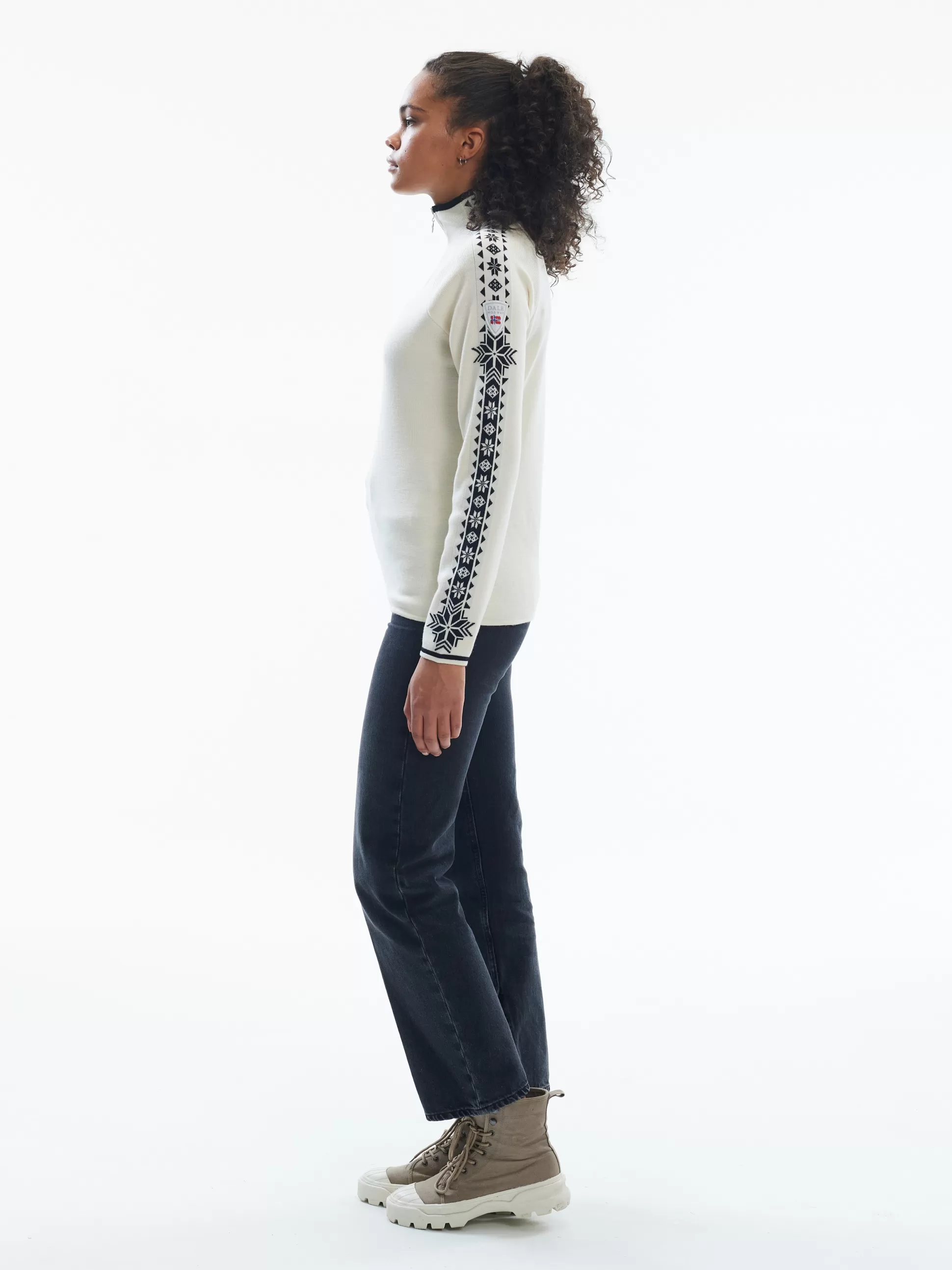 Dale of Norway Geilo Women's Sweater - Merino Wool Offwhite Black Shop