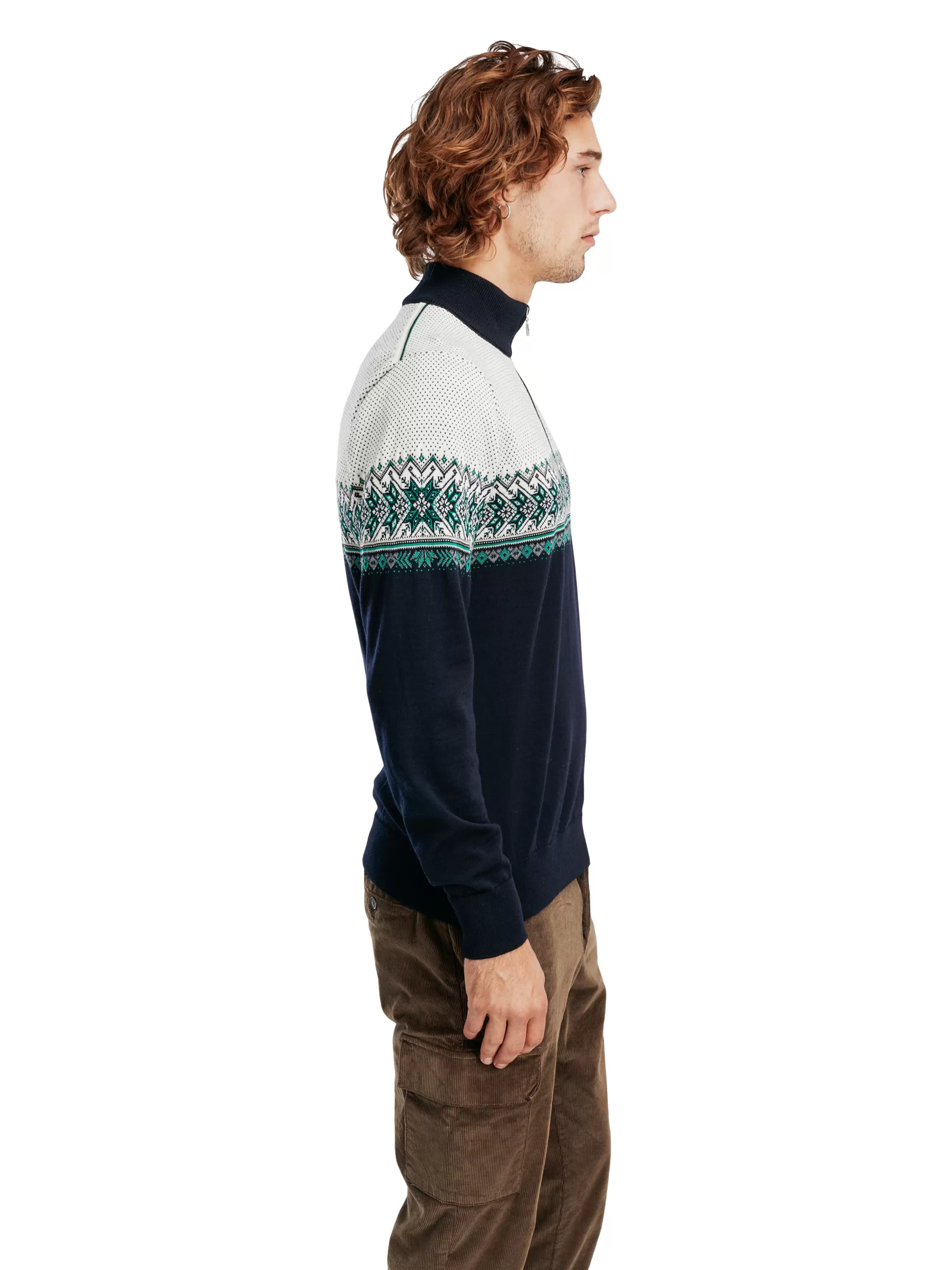 Dale of Norway Hovden Men's Sweater - Merino Wool Navy Brightgreen Offwhite Shop