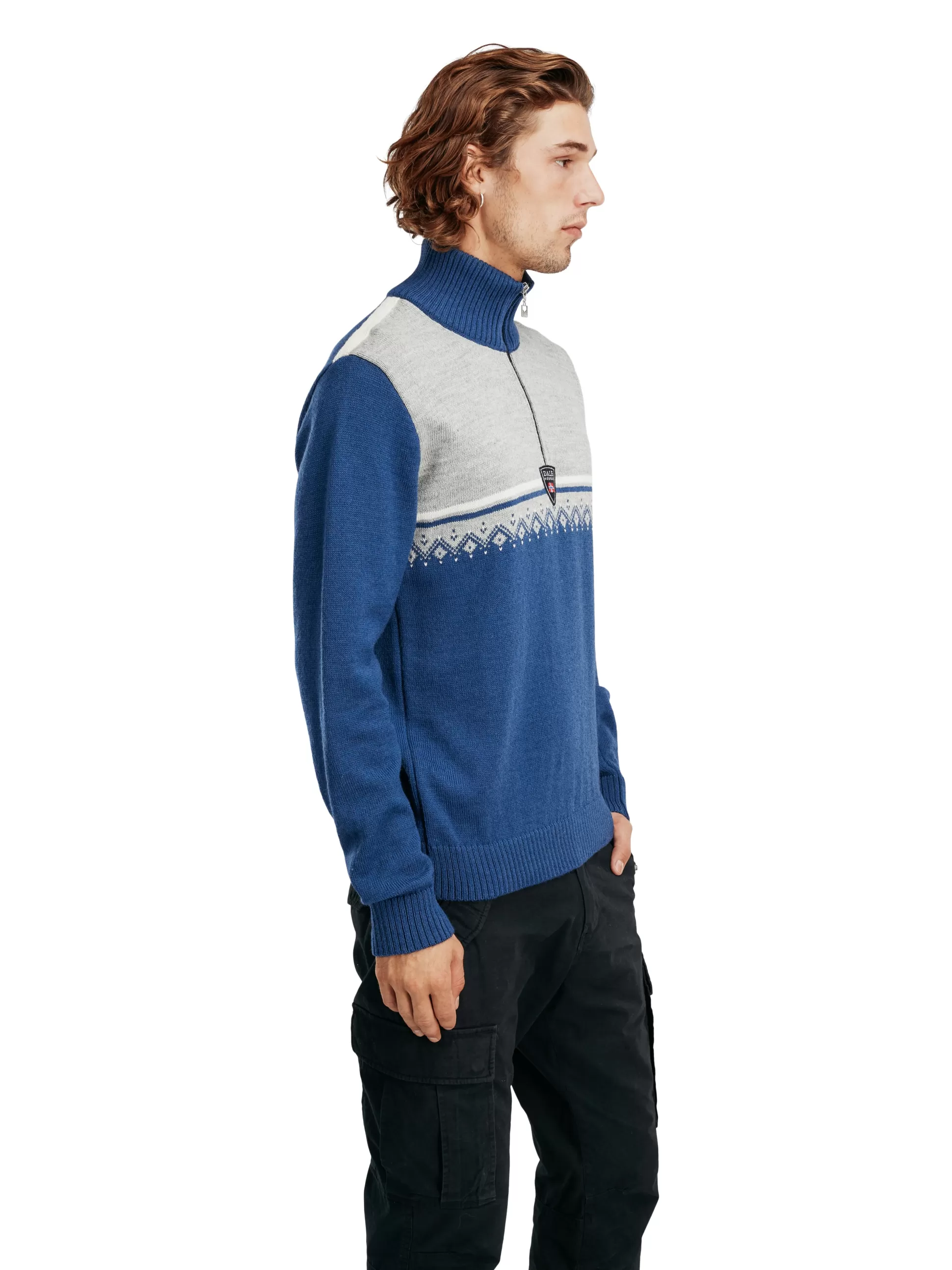 Dale of Norway Lahti Men's Knit Sweater Indigo Lightcharcoal Offwhite Fashion
