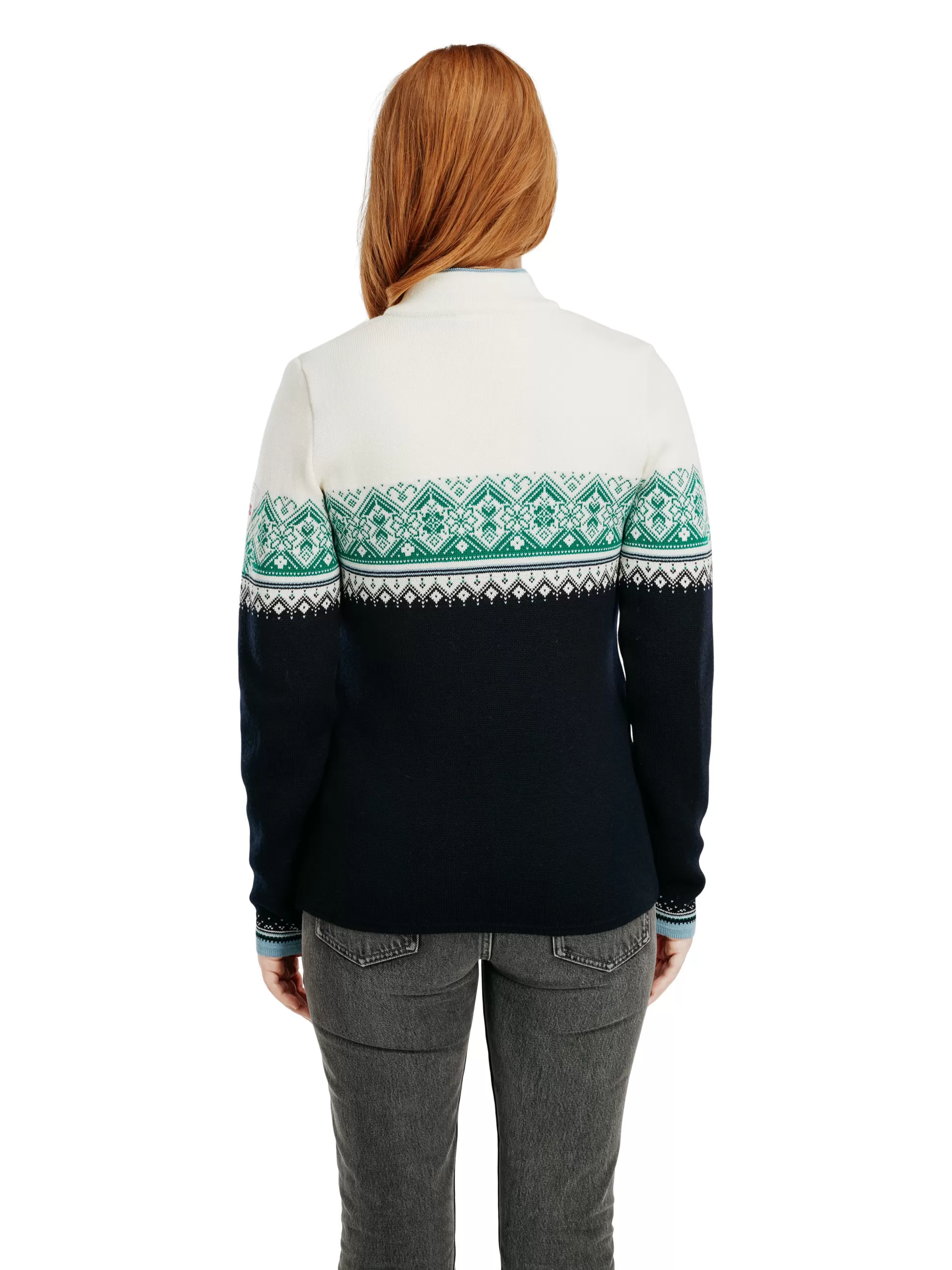 moritz_womens_sweater__merino_wool_3-4.webp Dale of Norway Moritz Women's Sweater - Merino Wool Navy Brightgreen Offwhite Sale