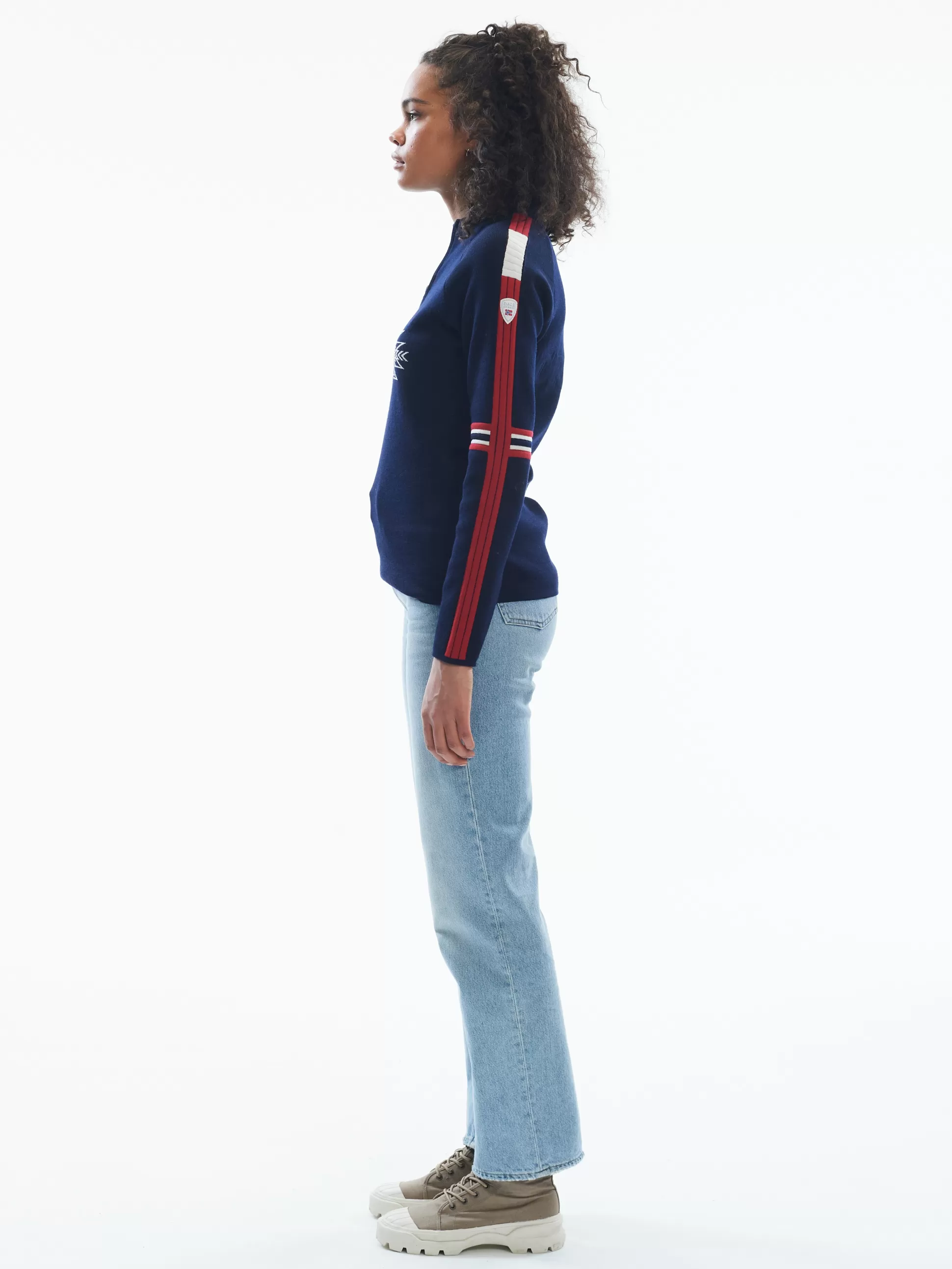 Dale of Norway Ol Spirit Women's Sweater - Merino Wool Navy Off White Raspberry Flash Sale
