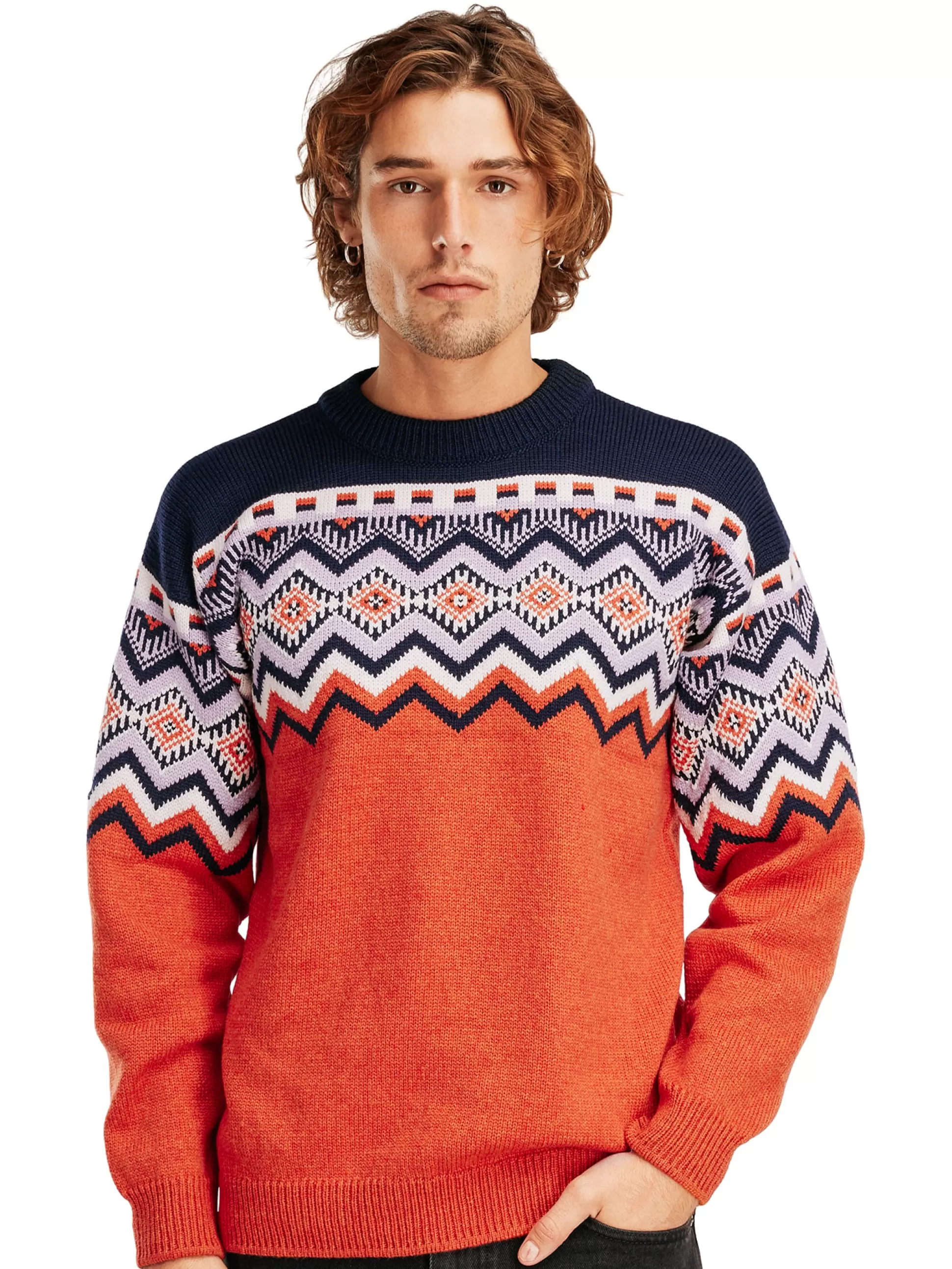 Dale of Norway Randaberg Men's Sweater Orange Navy Offwhite Lavender Fashion