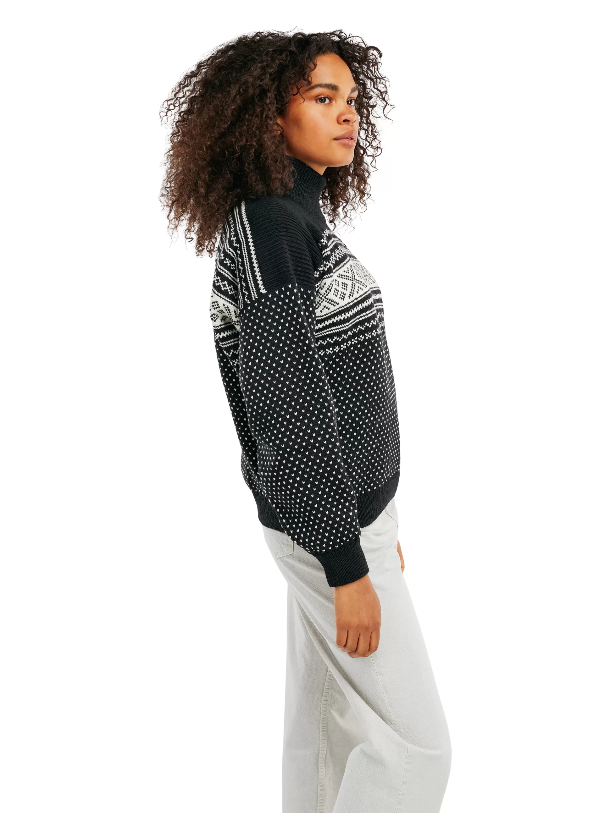 Dale of Norway Valloy Women's Wool Sweater Black Offwhite Hot