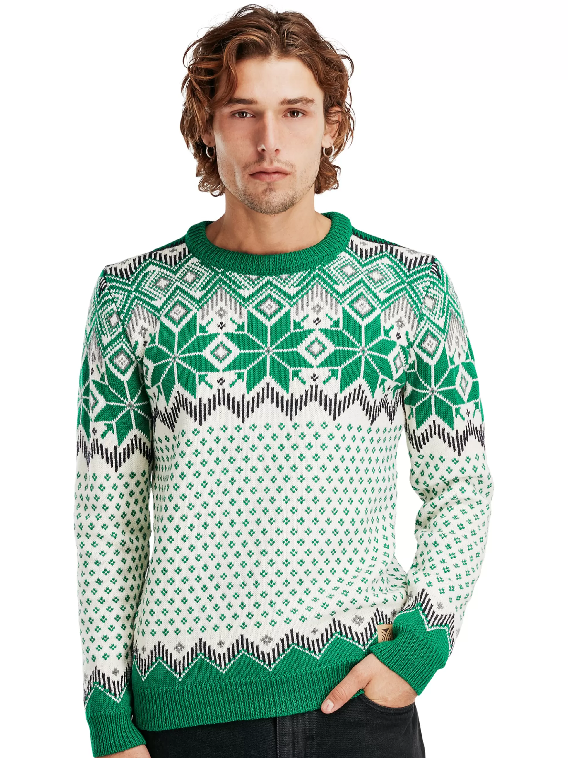 Dale of Norway Vegard Men's Knit Sweater Brightgreen Offwhite Fashion